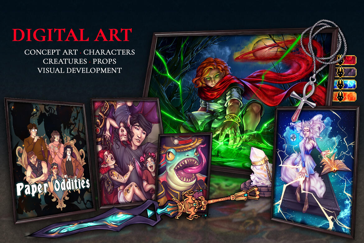Digital art · Concept art · Characters · Creatures · Props · Visual development