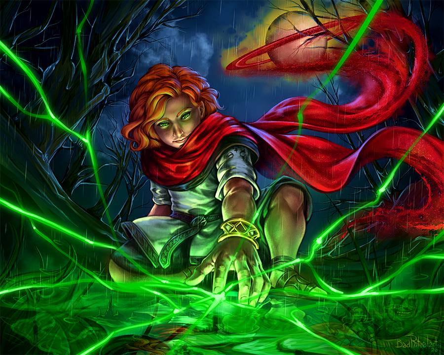 Fullbody illustration with complex background